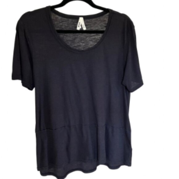Pact Organic Cotton Tissue Tiered Short Sleeve Tee in Soot (black) - Picture 3 of 5